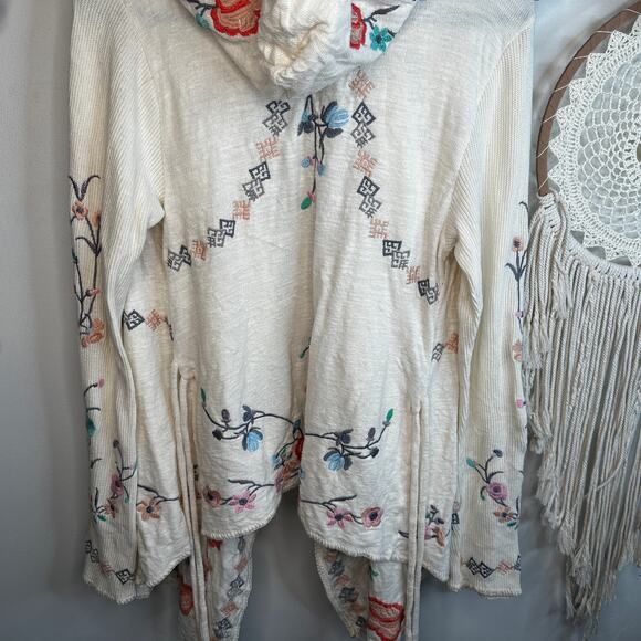 BIYA Johnny Was Hooded Floral Embroidered Cotton Knit Cardigan - Picture 7 of 7